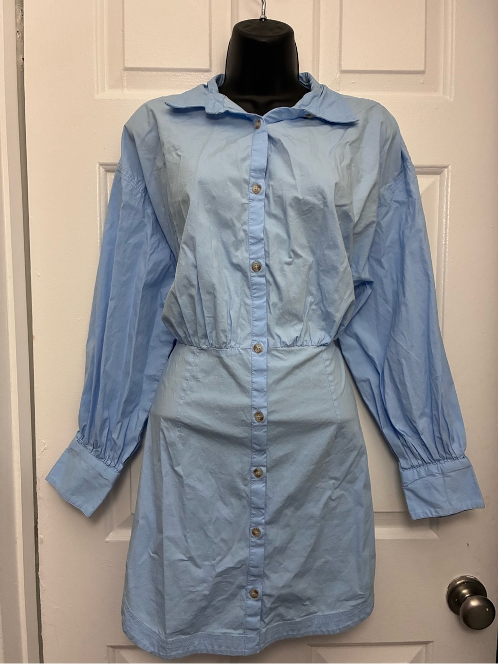 Maeve Anthropologie Blue Button Down Shirt Dress S